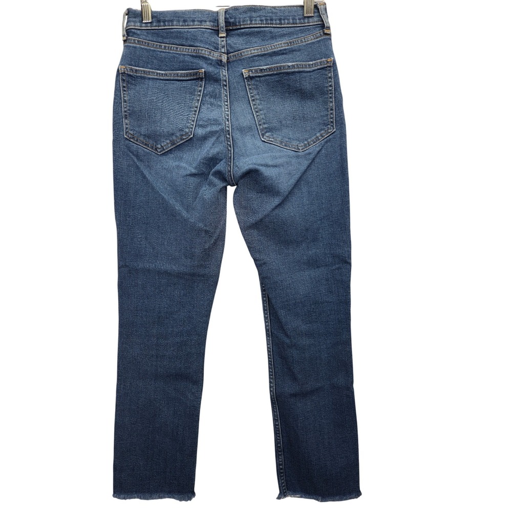 Gap Denim Cigarette High Rise Jeans Womens 27 4R Medium Wash Raw Hem Blue Boho - Picture 3 of 9